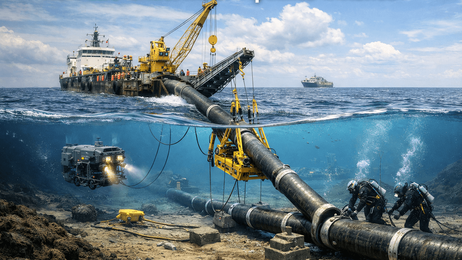 how are underwater pipelines installed